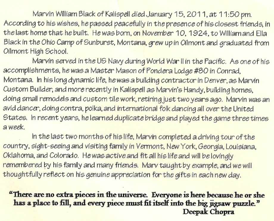 memorial card back